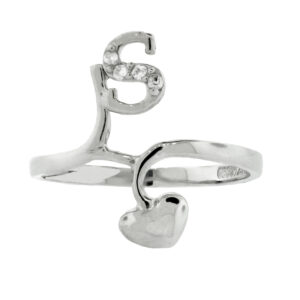 Anillo de plata con inicial y corazón