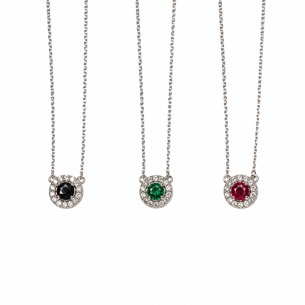 Pendentif con piedras preciosas y diamantes