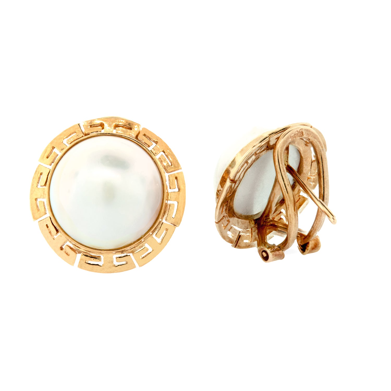 Aretes media perla y grecas