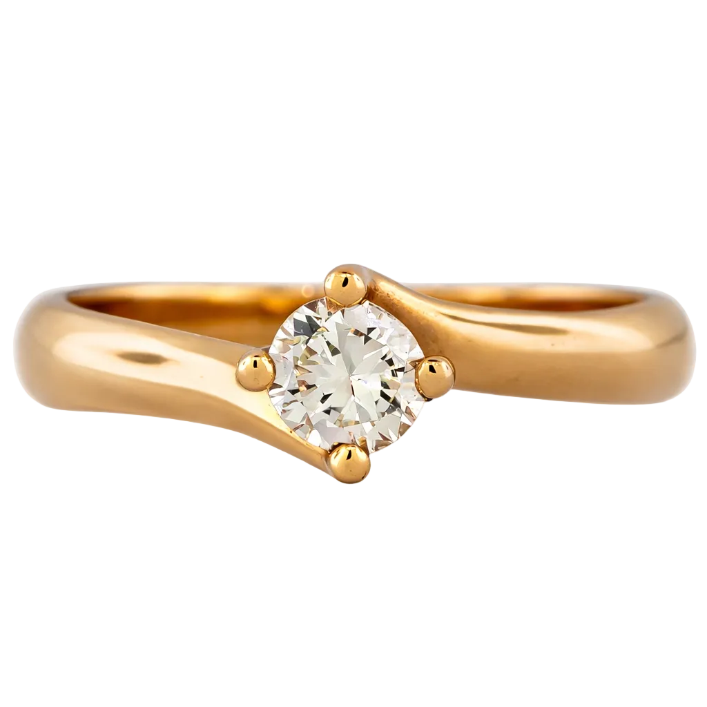 Anillo de compromiso en oro rosa con diamante central