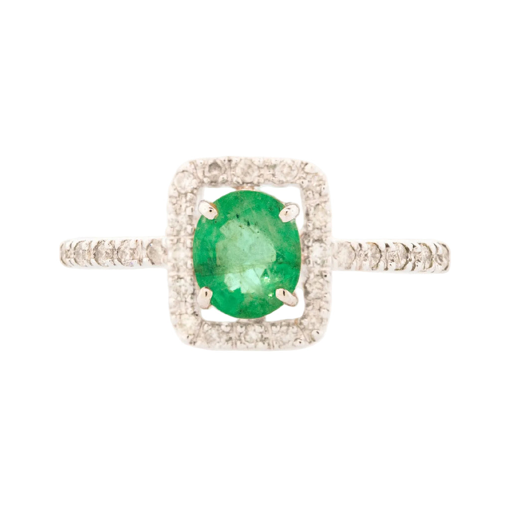 Anillo esmeralda oval diseño cuadrado