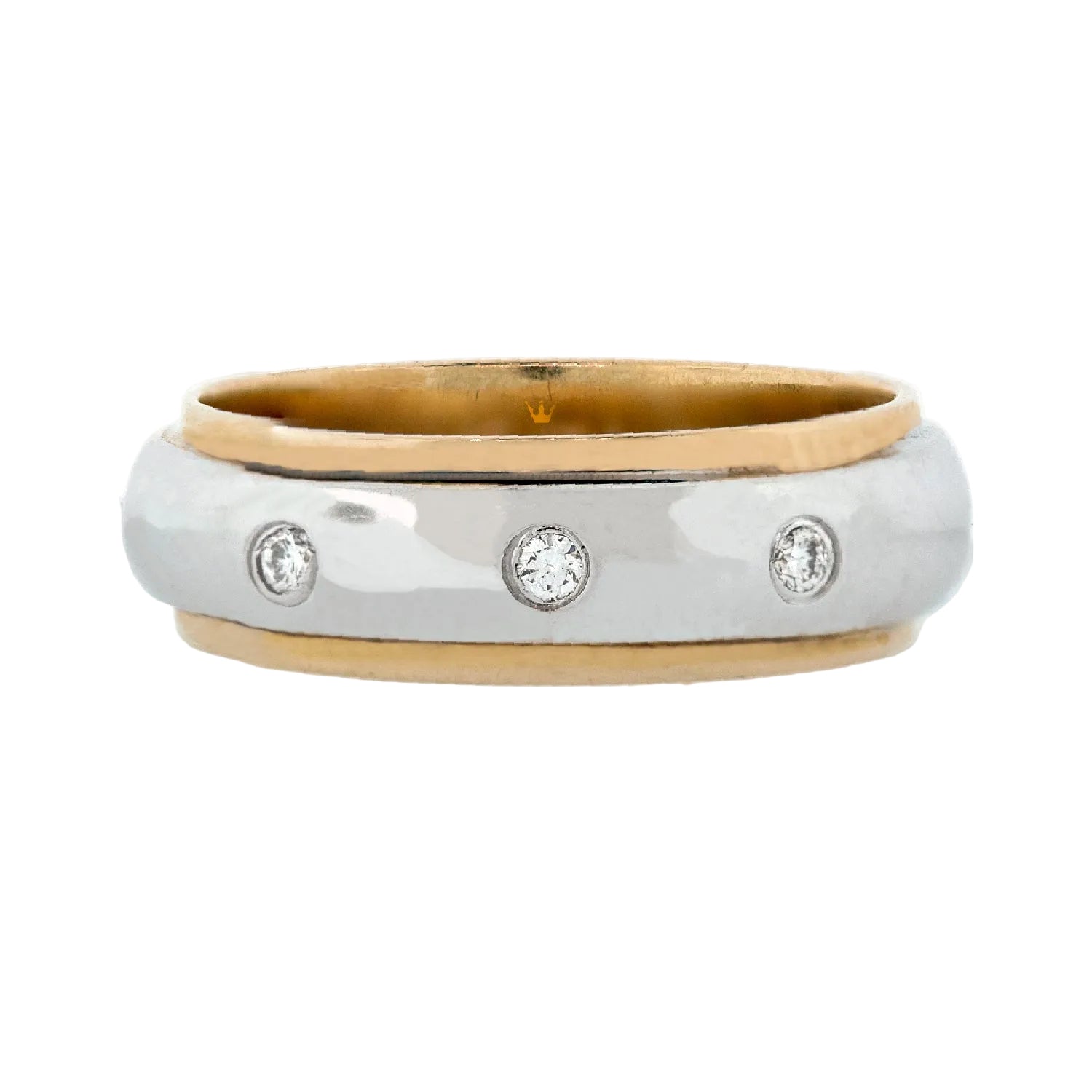 Anillo de boda bicolor con diamantes