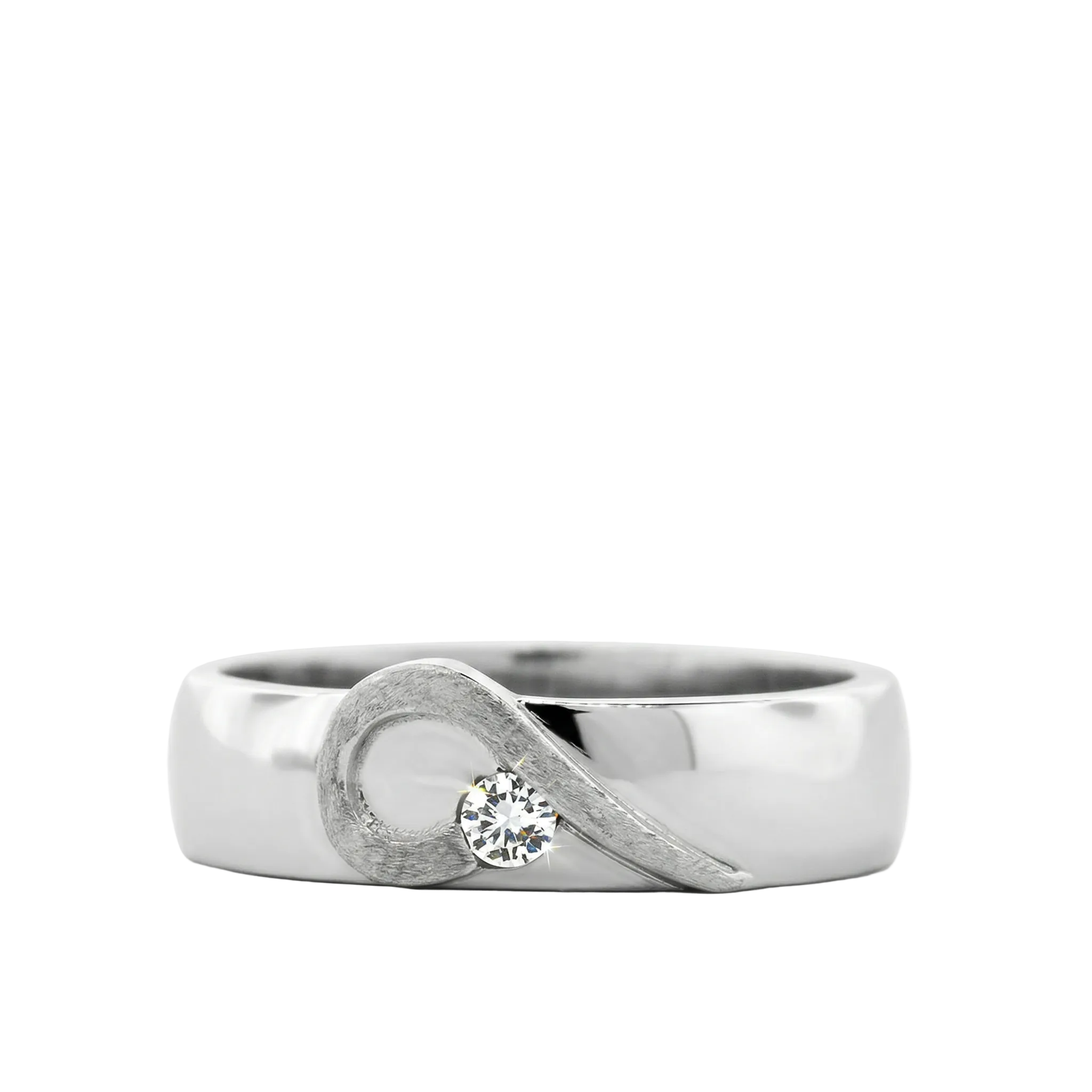 Anillo en oro blanco con diamante