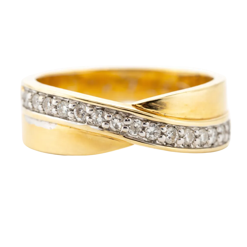 Anillo en oro amarillo con diamantes en diagonal