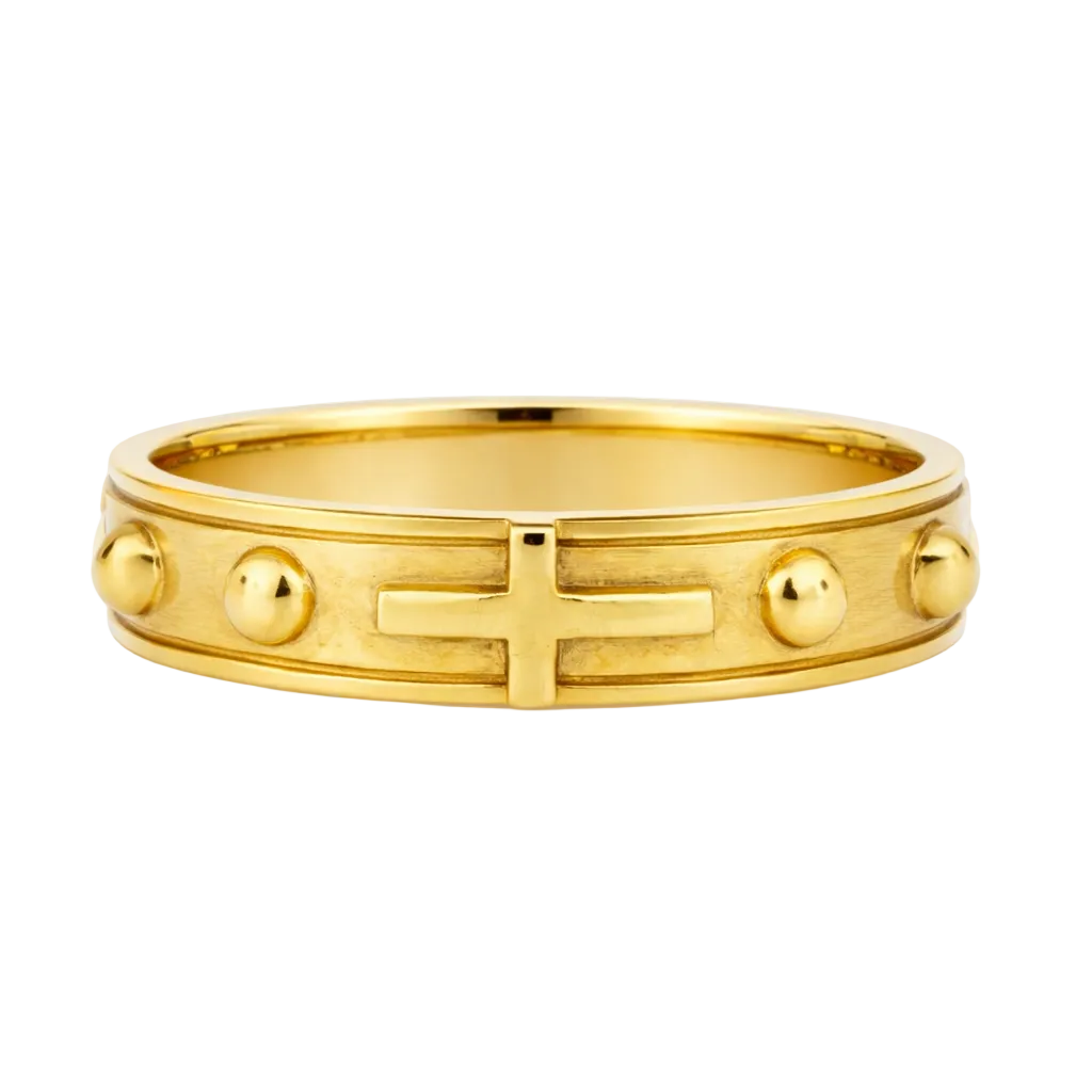 Anillo en oro amarillo con detalle de cruz