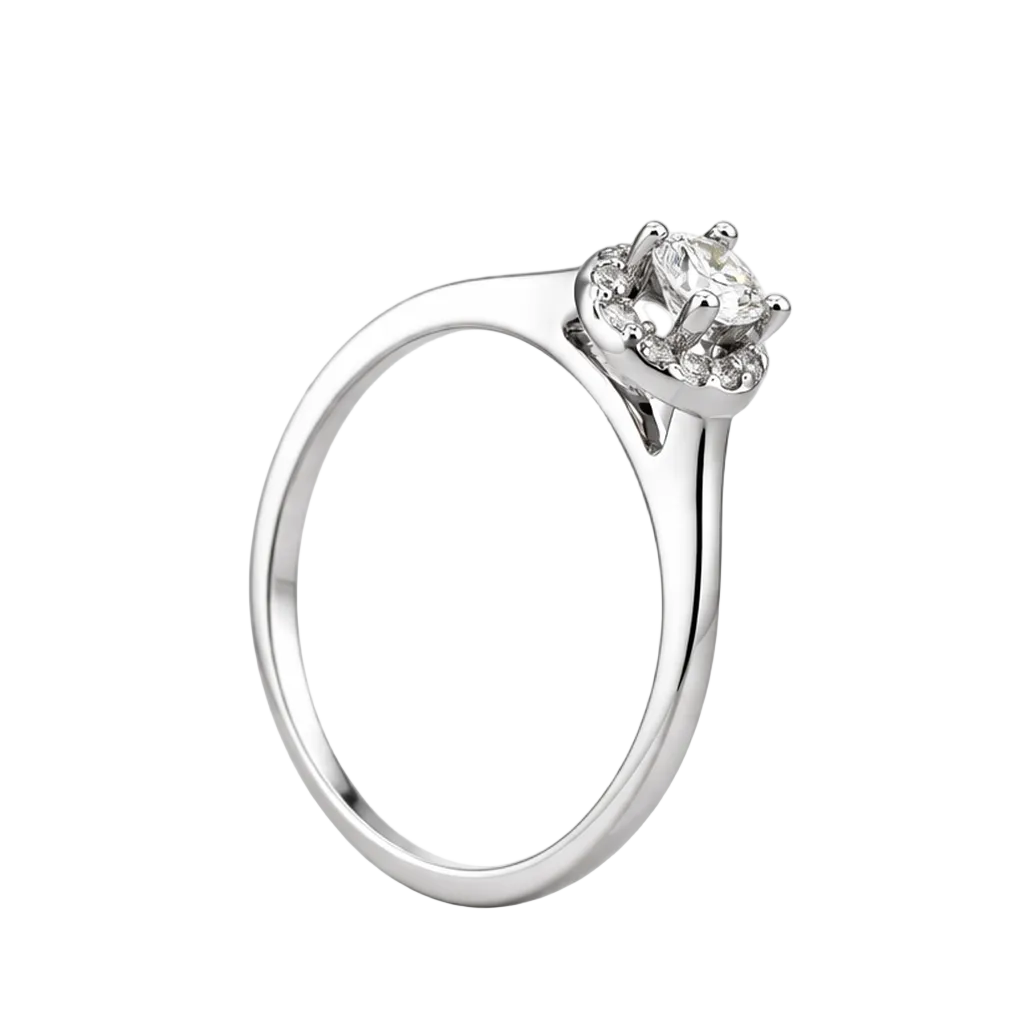 Anillo de compromiso con diamante en corte circular