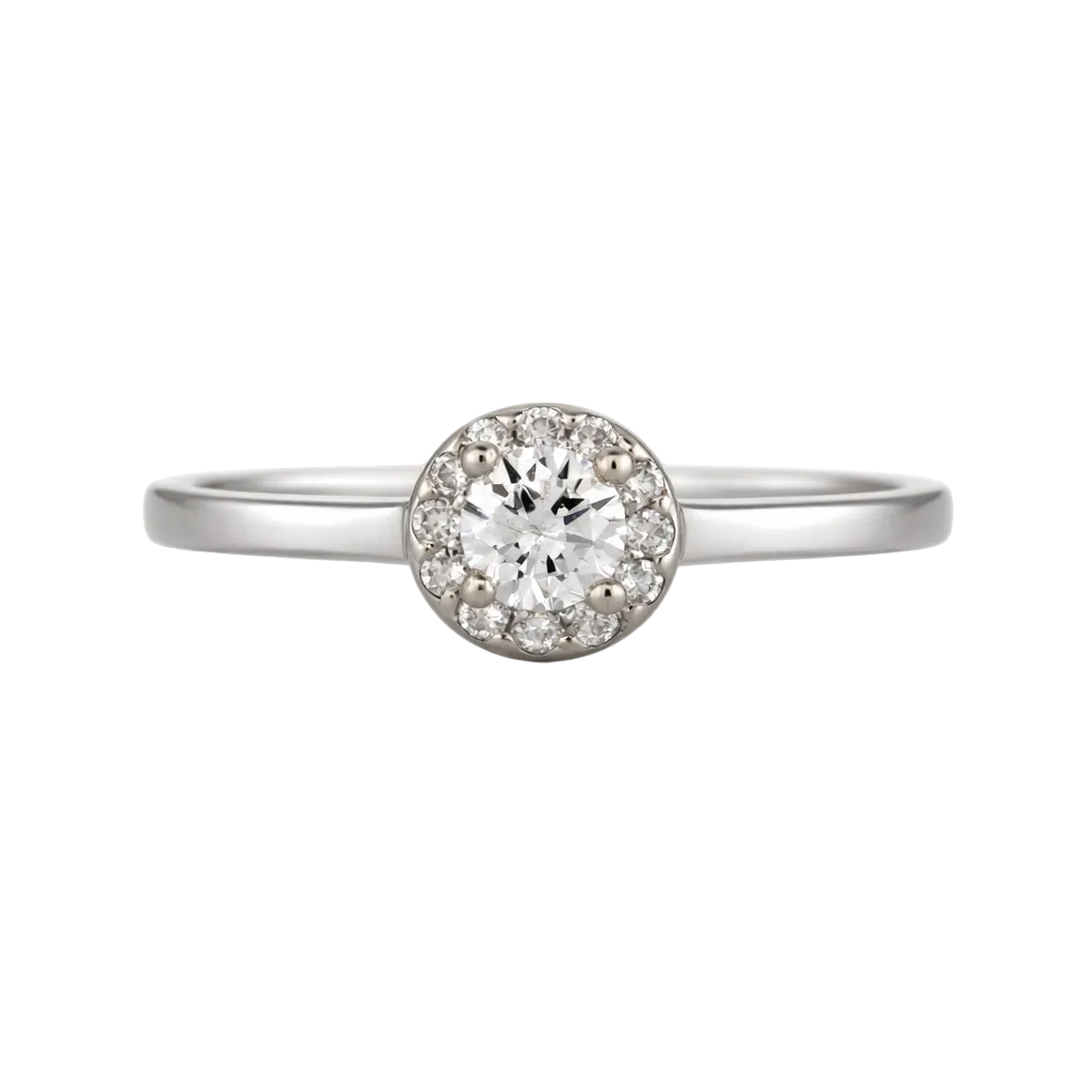 Anillo de compromiso con diamante en corte circular
