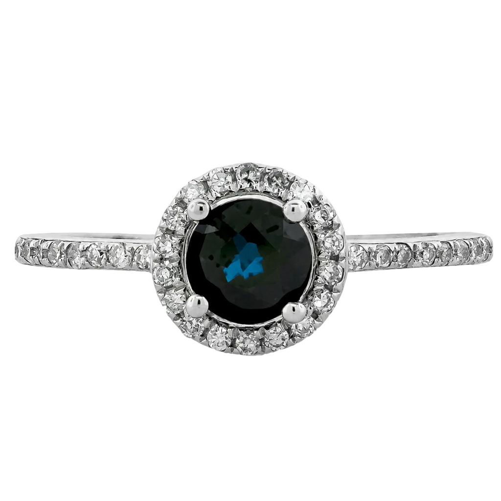 Anillo zafiro con cerco de diamantes