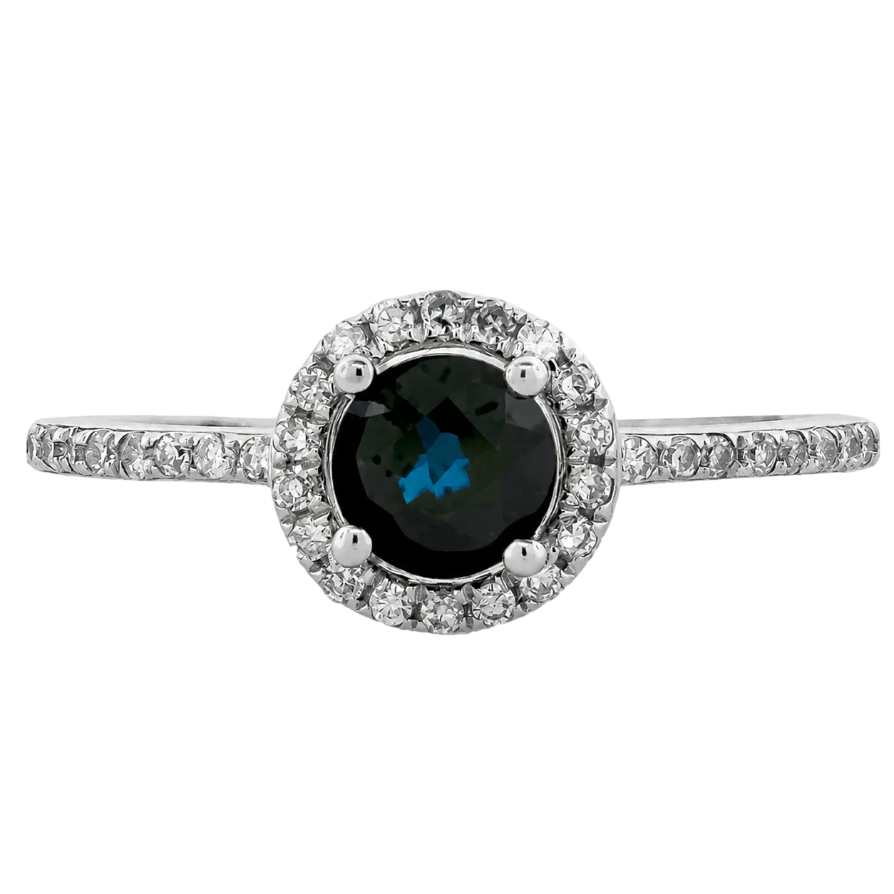 Anillo zafiro con cerco de diamantes