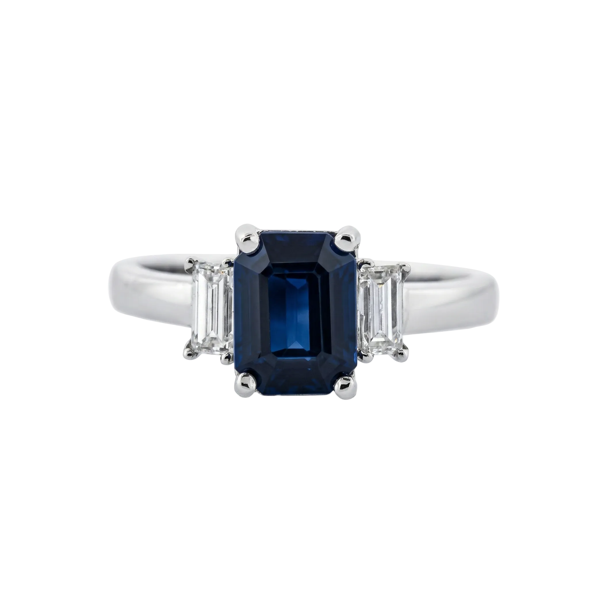 Anillo zafiro en corte esmeralda