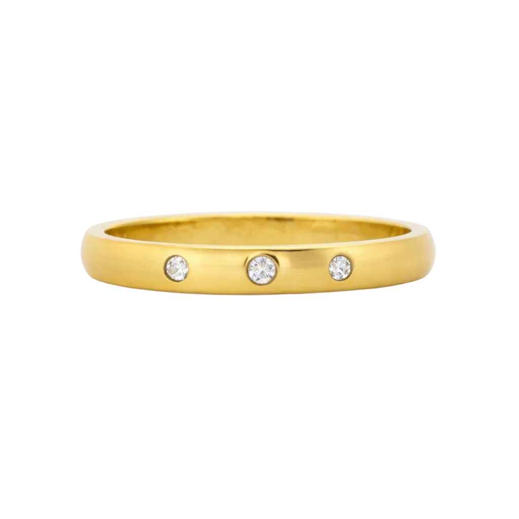 Anillo de boda en oro amarillo con 3 diamantes