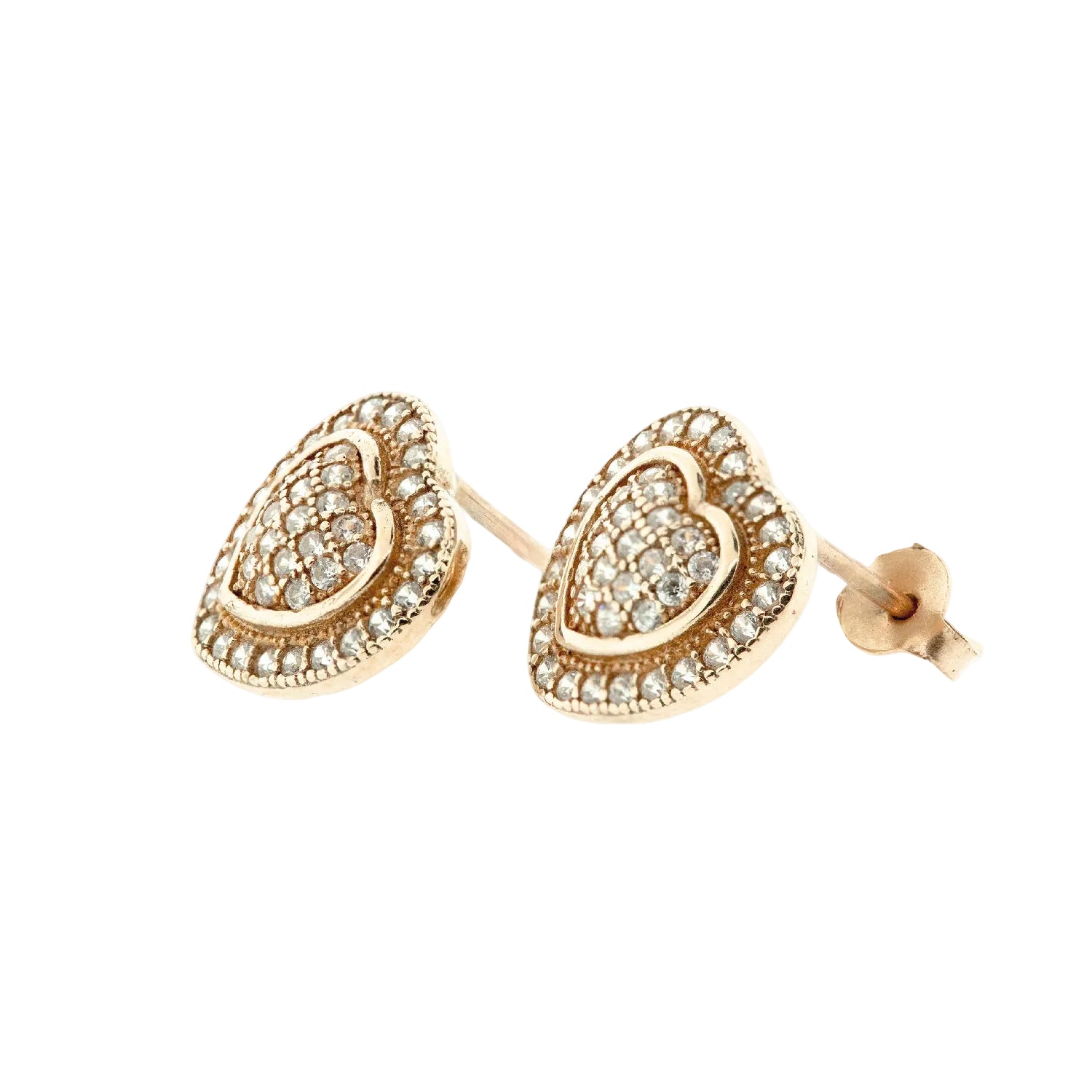 Broqueles de corazón con diamantes