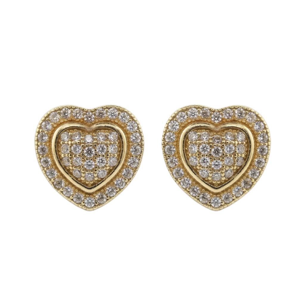 Broqueles de corazón con diamantes
