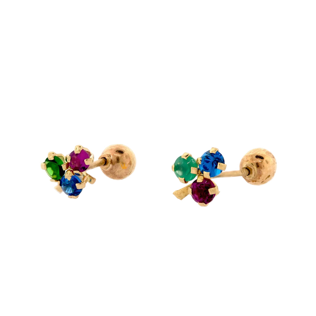Broqueles de 3 circonias de colores