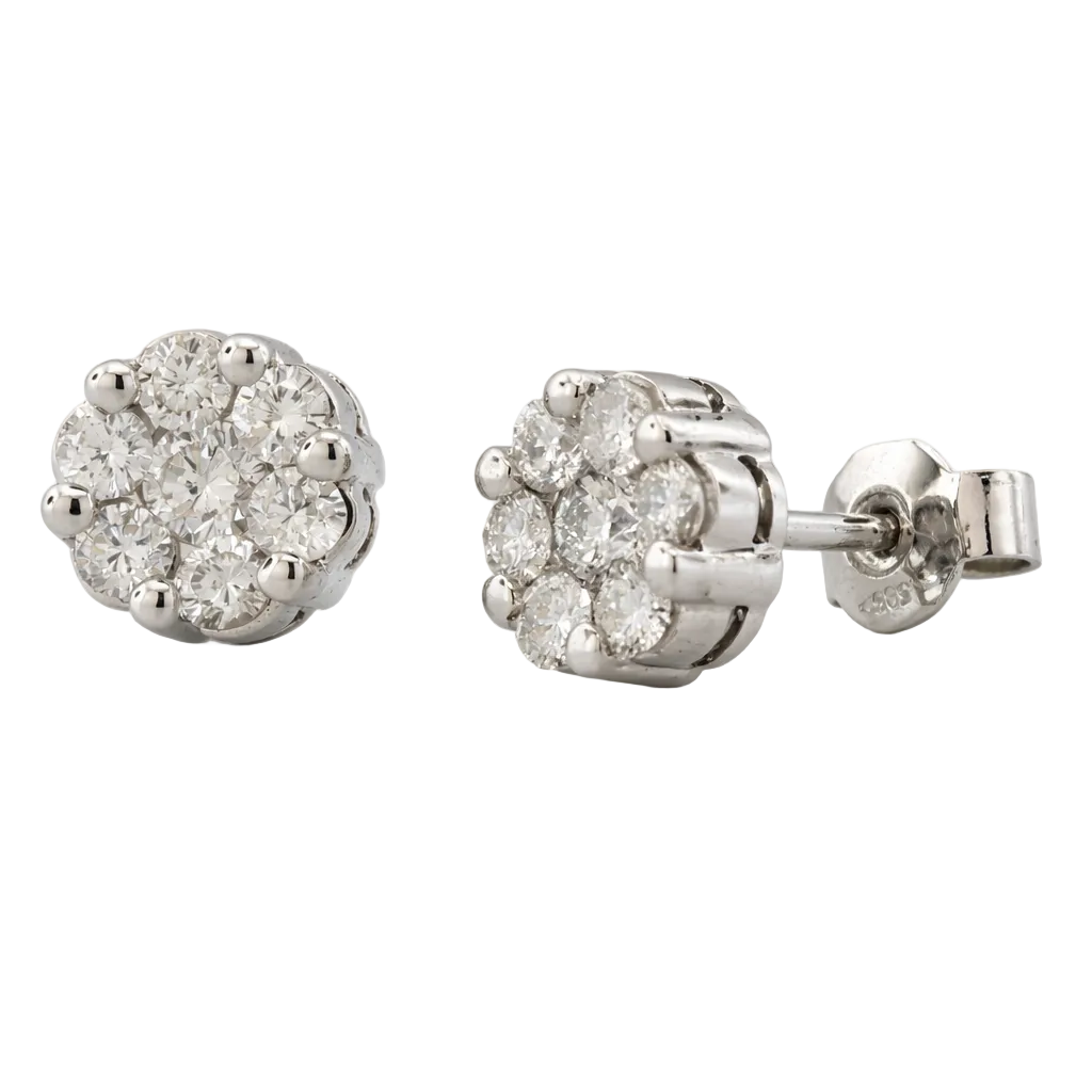 Broqueles de flor en oro blanco