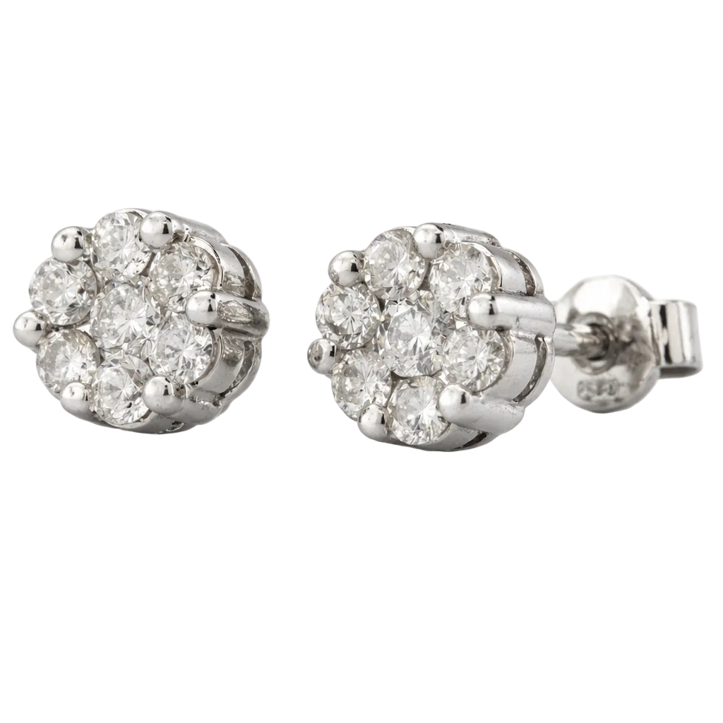 Broqueles de flor en oro blanco