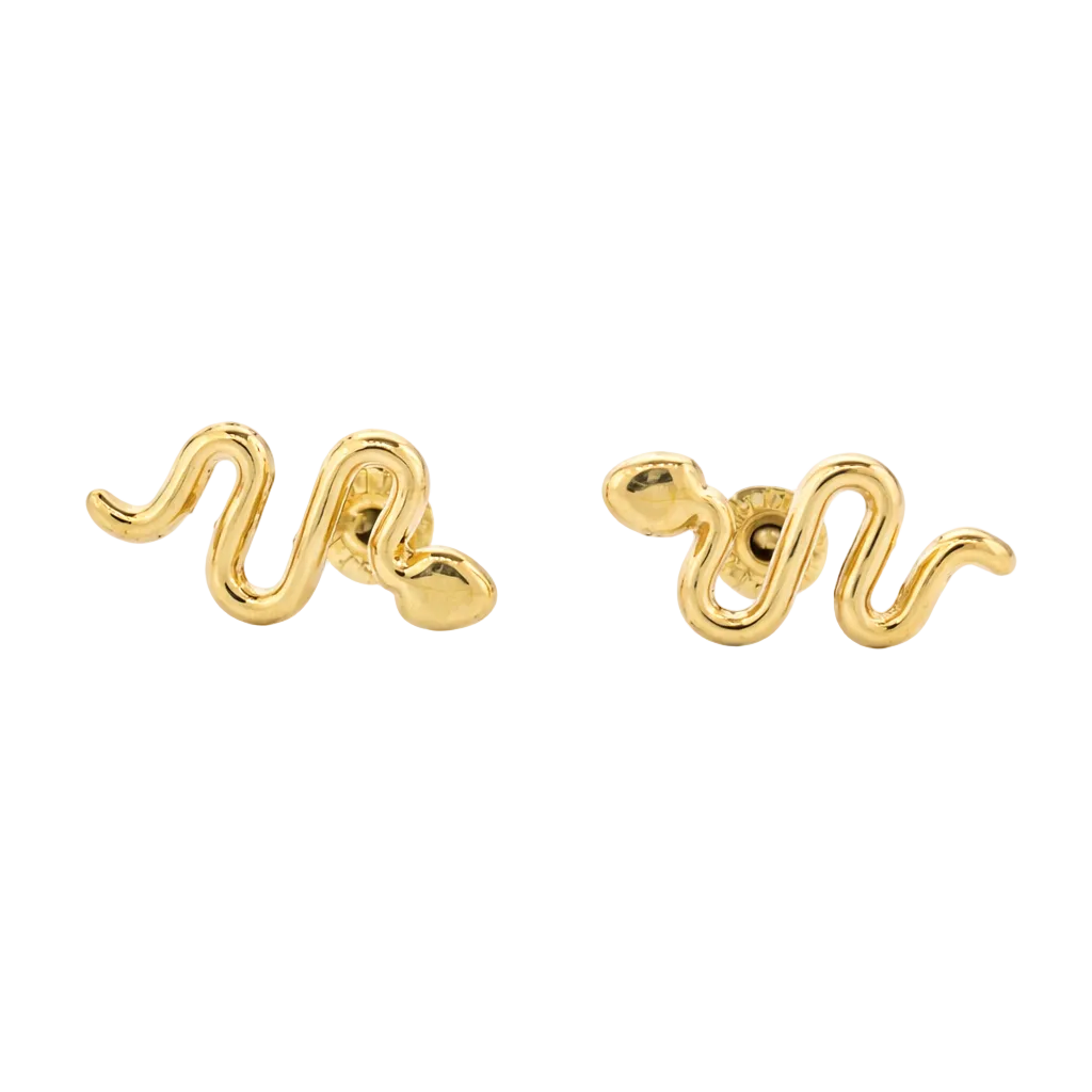 Broqueles serpiente en oro amarillo