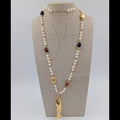 Collar largo de perlas con dije de pez línea "océano"