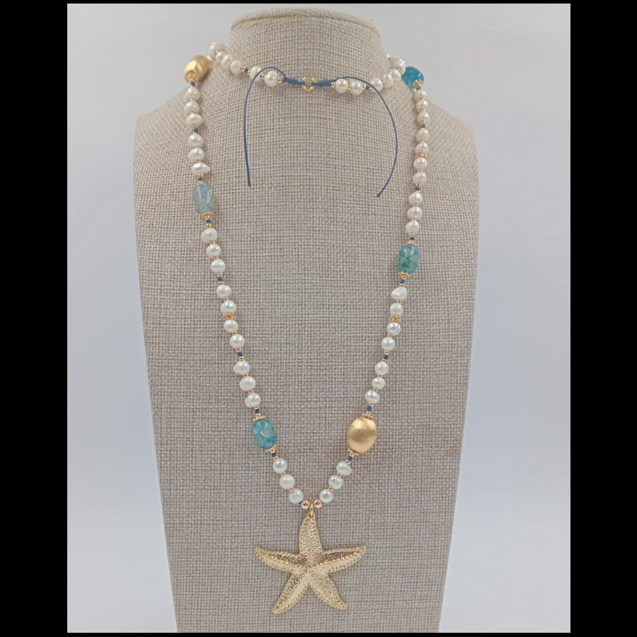 Collar largo de perlas línea "océano"