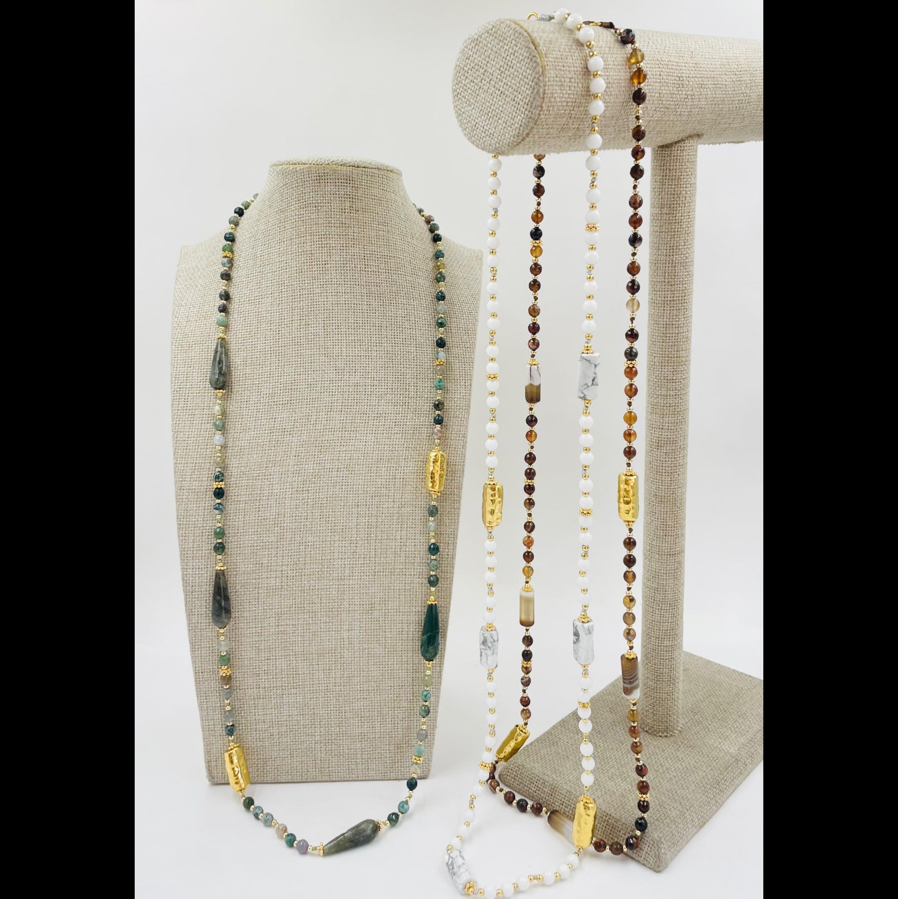 Collar largo de piedras en varios tonos