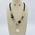 Set de collar y aretes de piedras combinadas