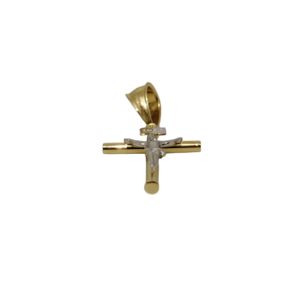 Crucifijo bicolor 14 K