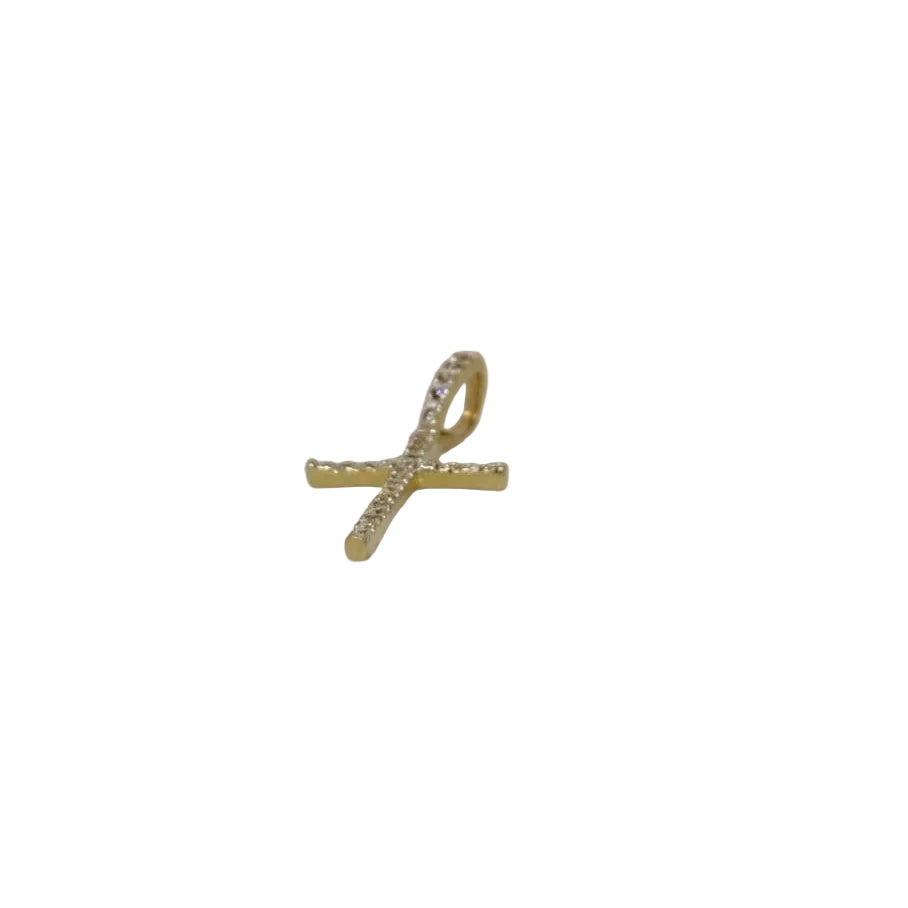 Cruz con circonias 14 k de 2.6 cm
