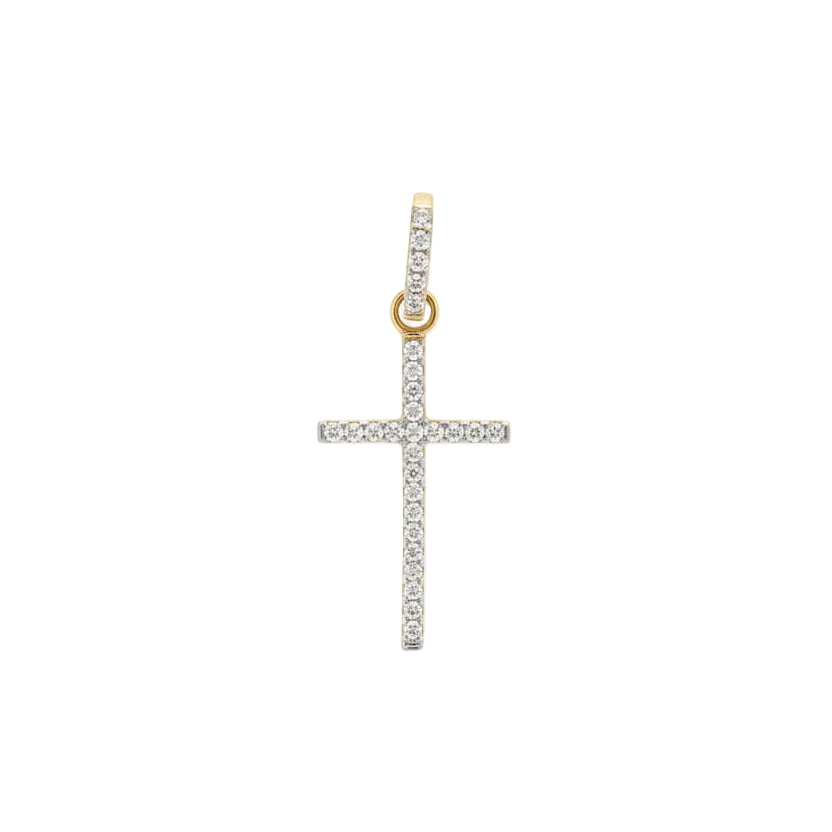 Cruz con circonias 14 k de 2.6 cm