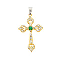 Cruz de diamantes con esmeralda al centro
