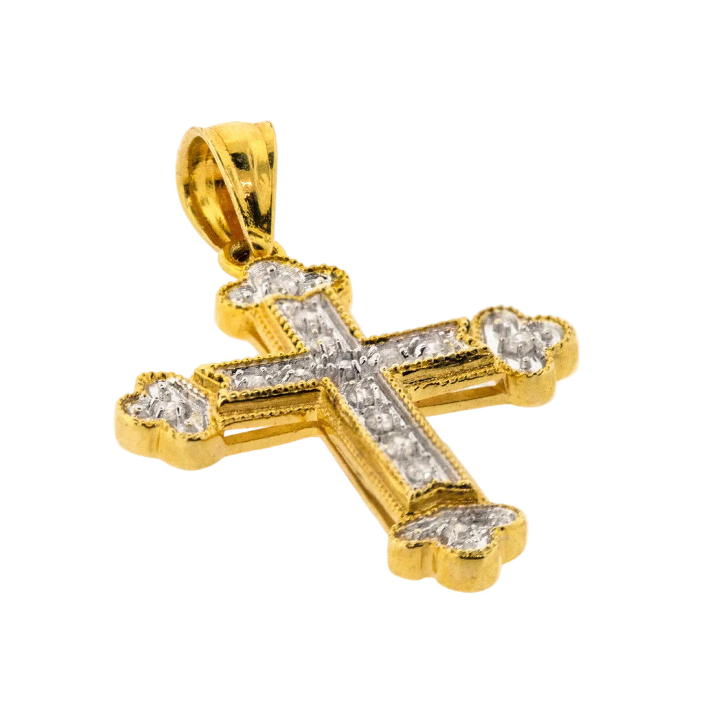 Cruz con diamantes estilo redondeado