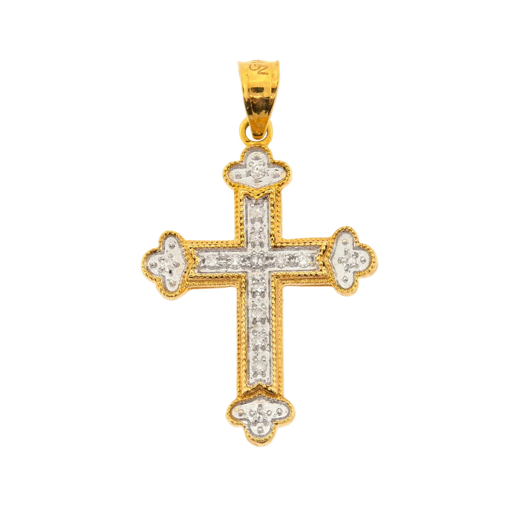 Cruz con diamantes estilo redondeado
