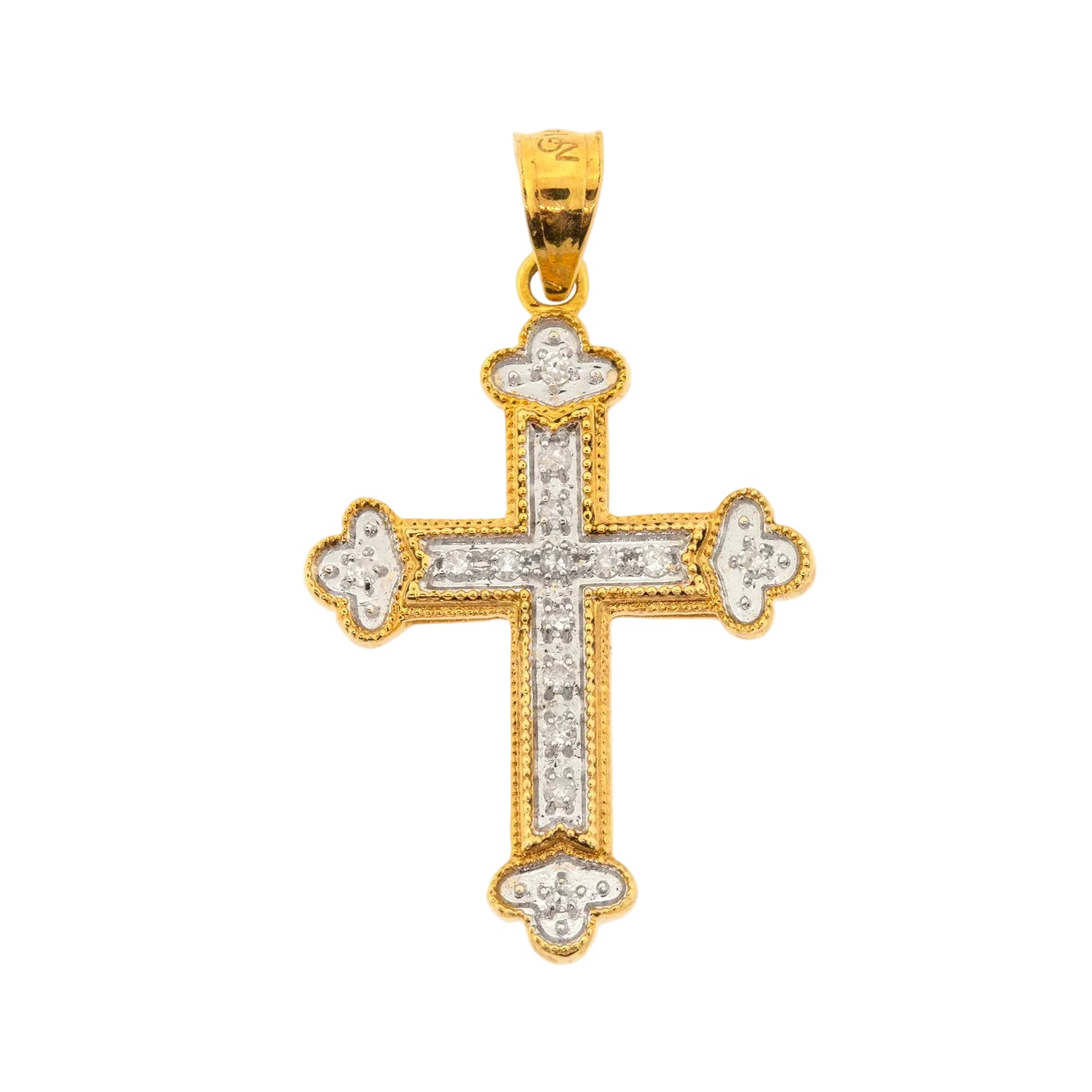Cruz con diamantes estilo redondeado