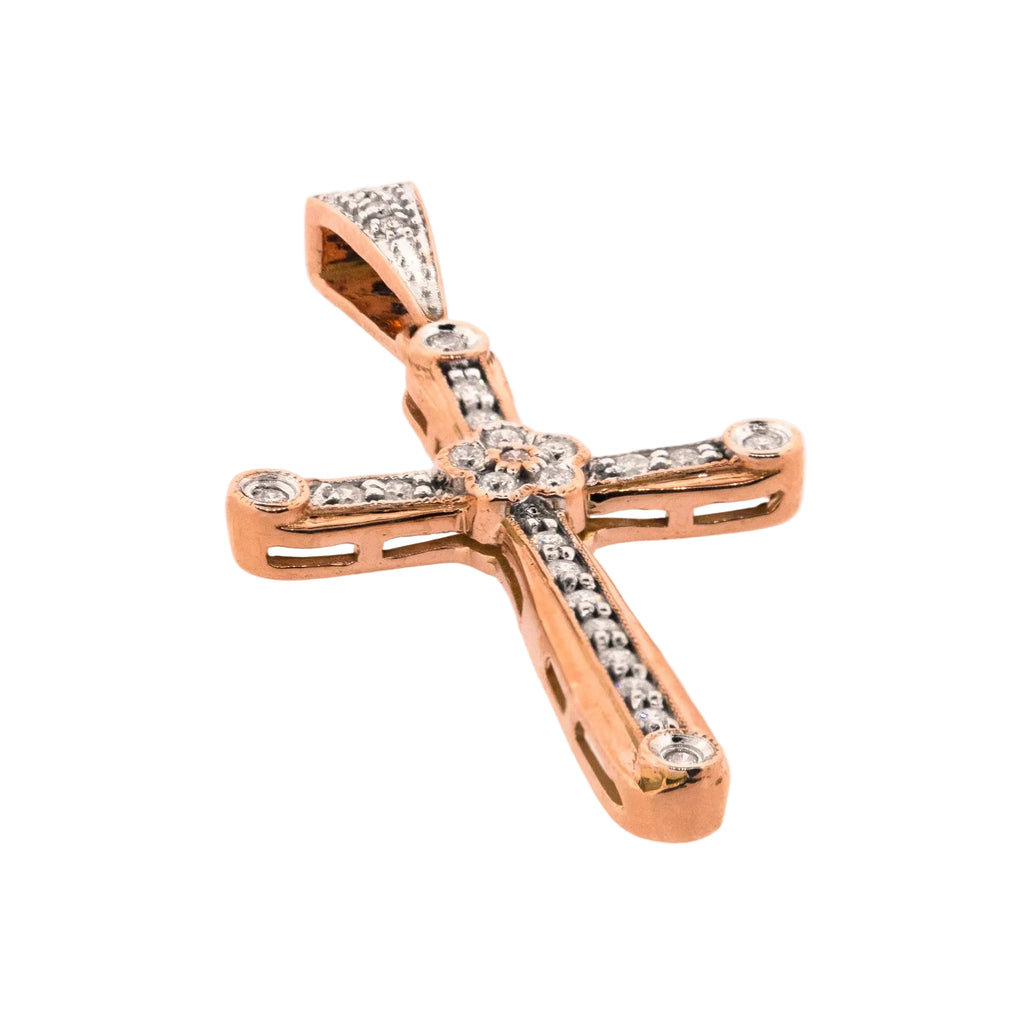 Cruz de diamantes con roseta al centro