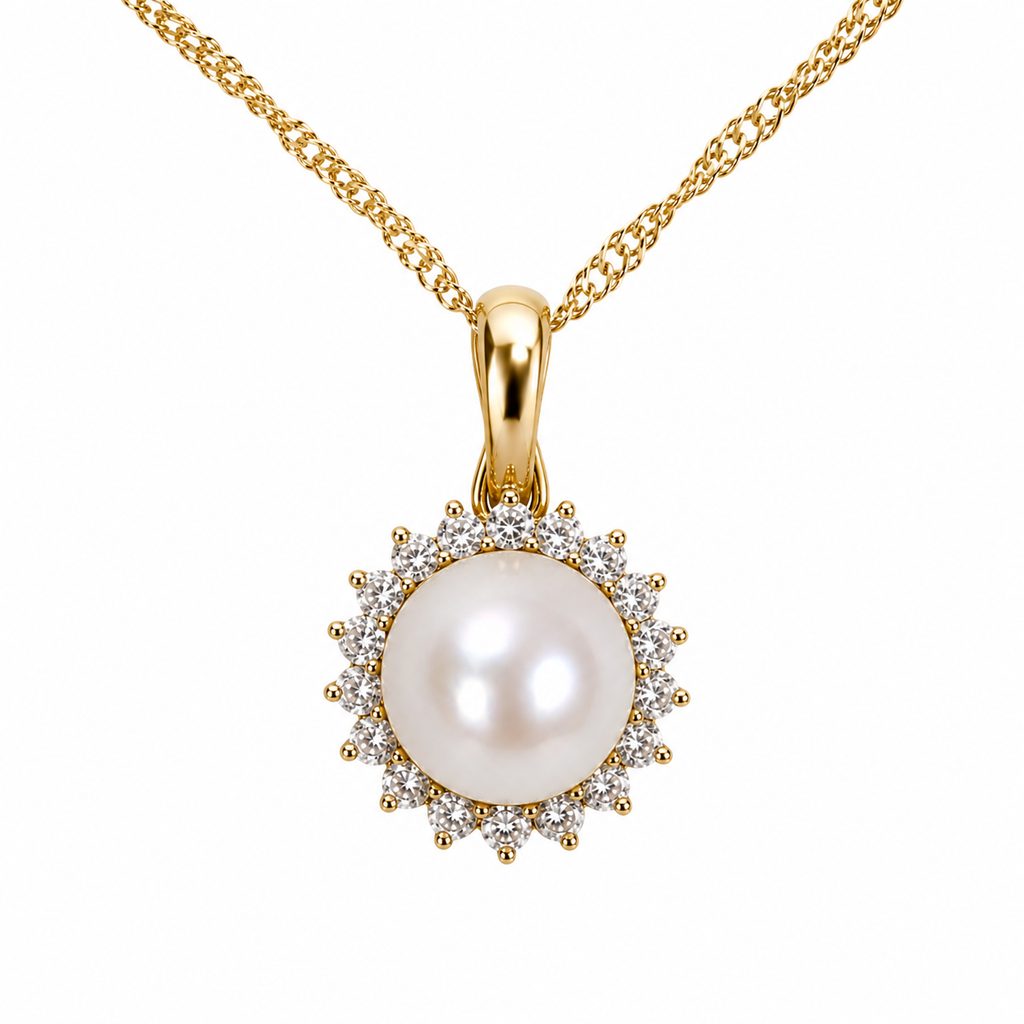 Dije de perla con diamantes
