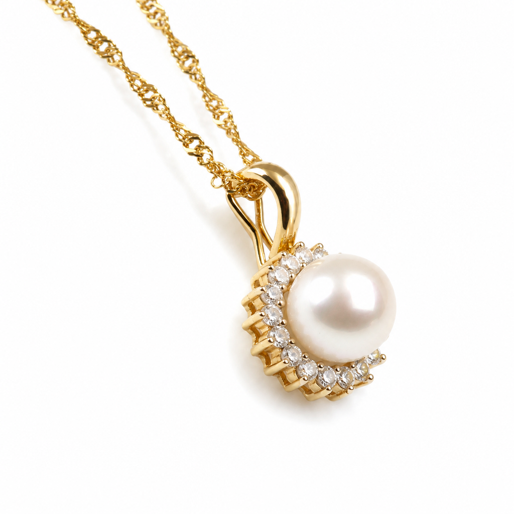 Dije de perla con diamantes