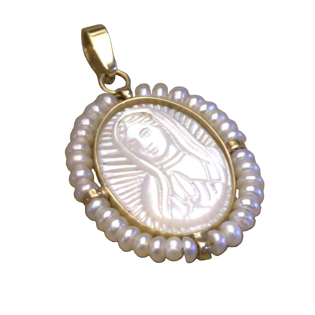 Medalla madre perla Virgen de Guadalupe