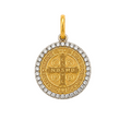 Medalla de San Benito con bisel de diamantes