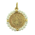 Medalla San Benito con perlas