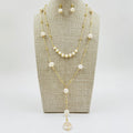 Set de collar y aretes de chapa con perlas