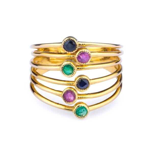 Anillo con zafiro, rubí y esmeralda AN2 - Image 4