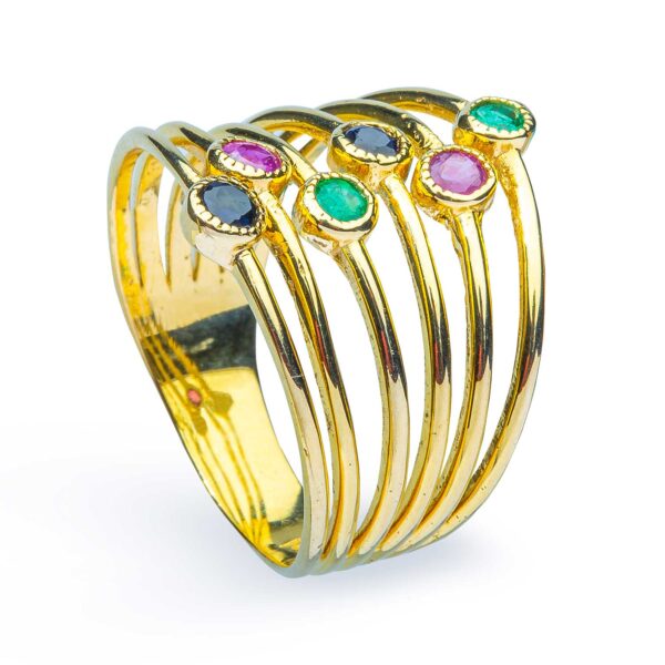 Anillo con zafiro, rubí y esmeralda AN2 - Image 3