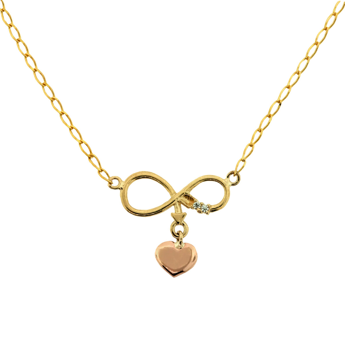 Collar con infinito y corazón de oro